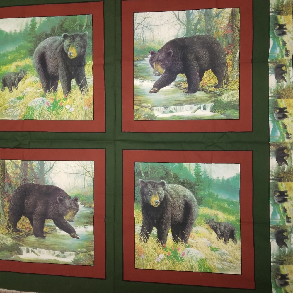 FABRIC Marshall Dry Goods Co. "Black Bear" Pattern #011, 4 Pillow Panels - Picture 2 of 12